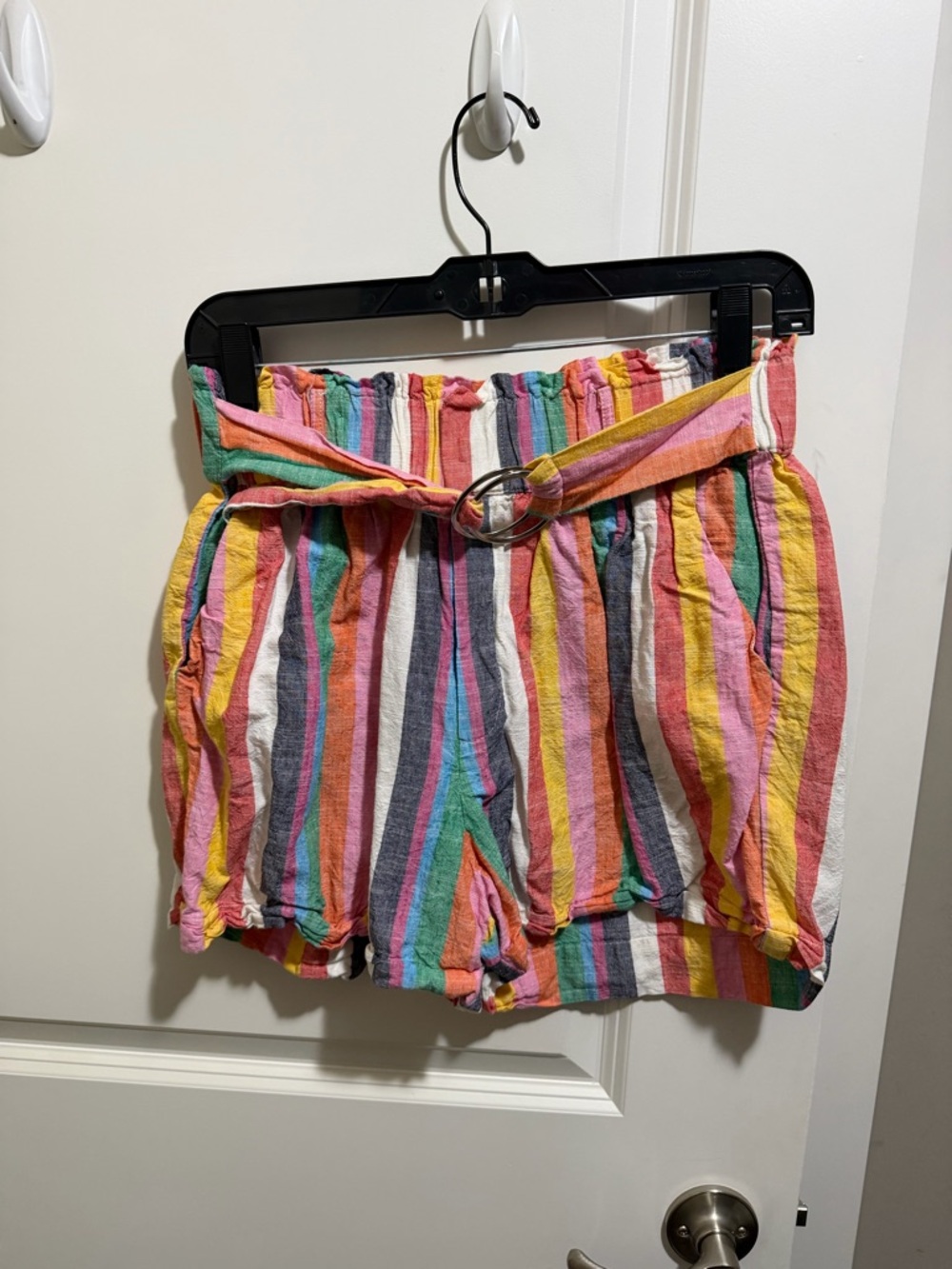 THML Women's Multicolor Striped Belted Shorts